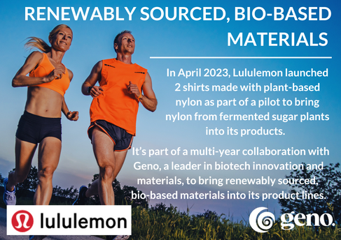 Photo of runner in countryside showcasing Lululemon's partnership with Geno to develop a plant-based nylon