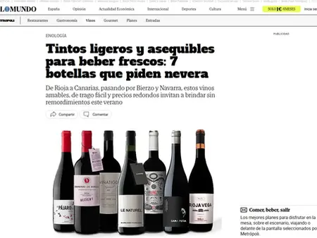 El Mundo elige Viñátigo Negramoll entre los tintos más refrescantes del verano