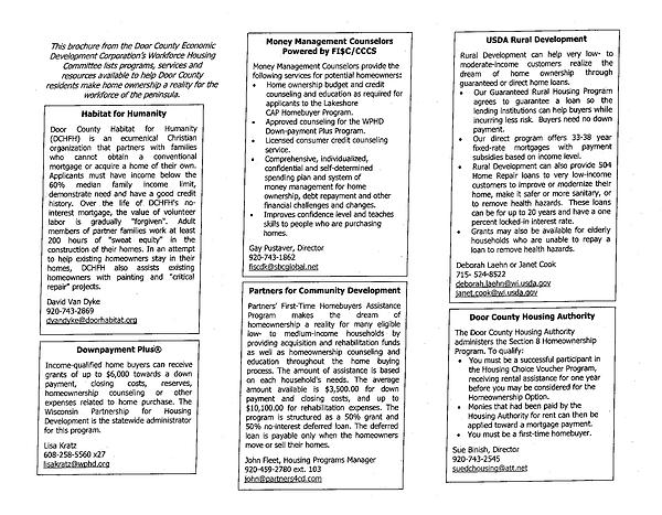 Door Couny Housing Information Brochure