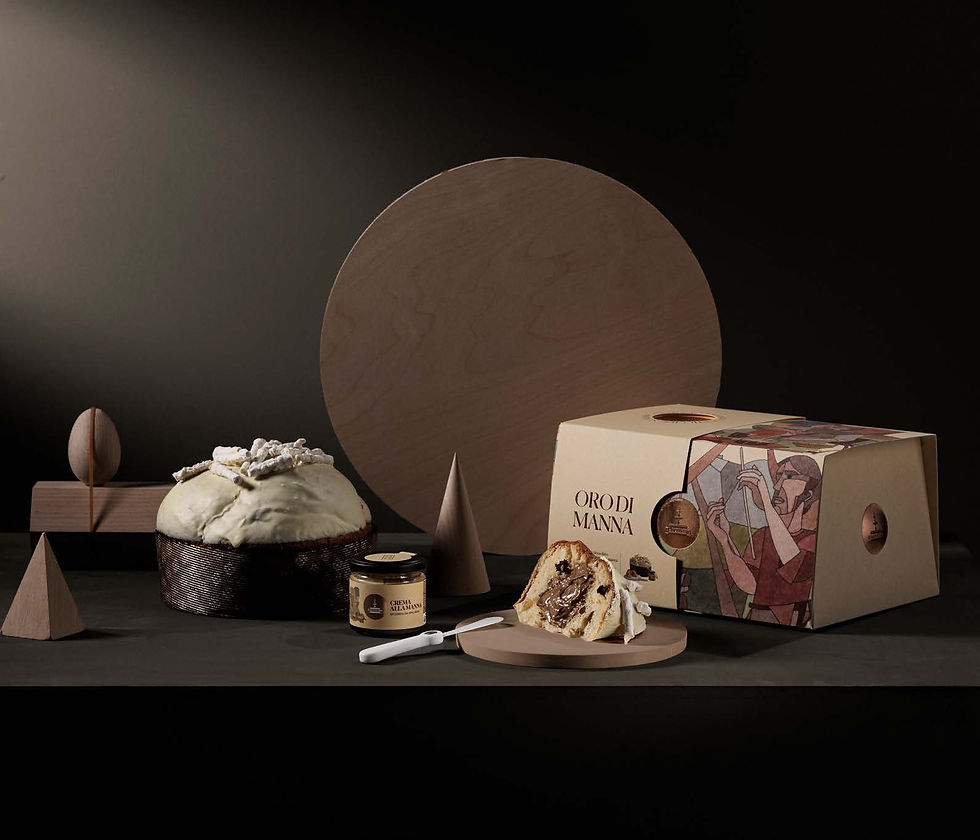 fiasconaro linea territoriale panettone con cioccolato gianduia e crema alla manna