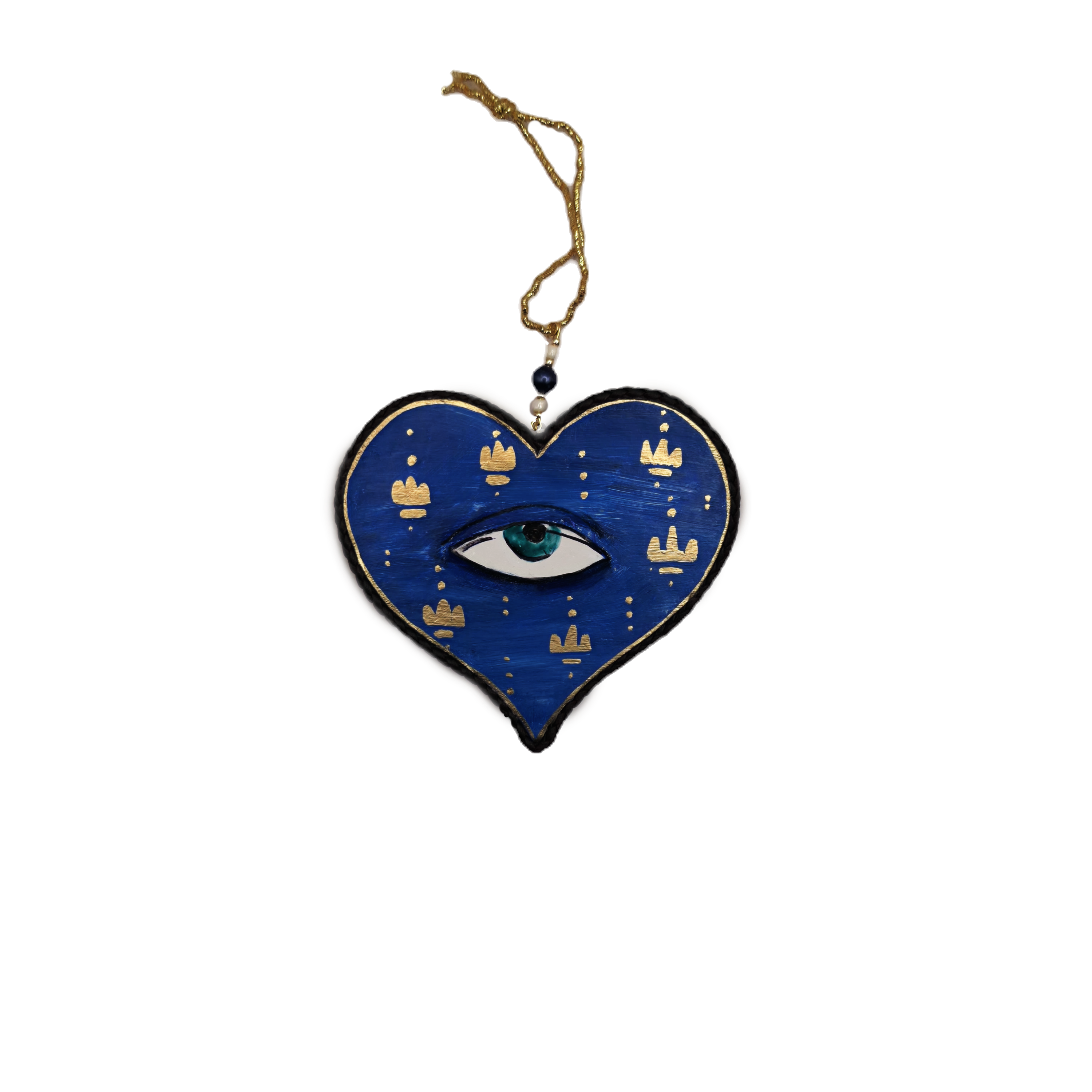 Blue Heart with Eye – Hand-Painted Décor