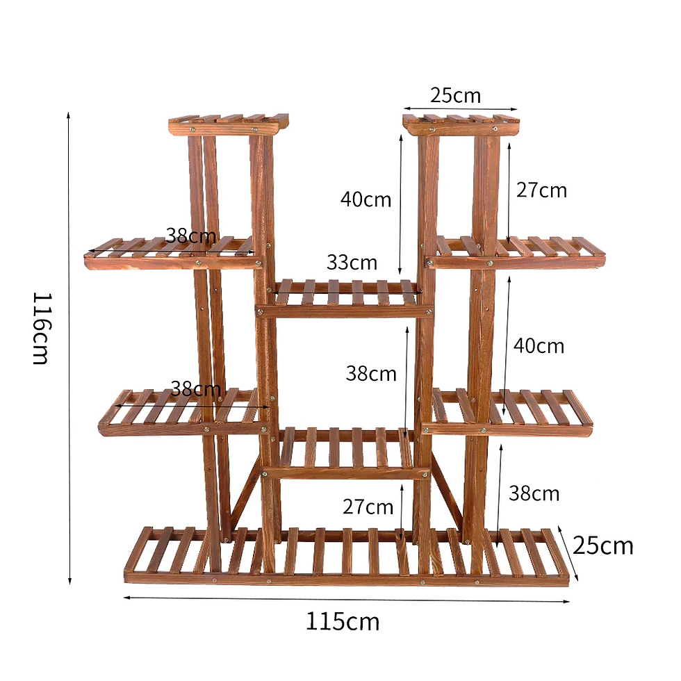 Thumbnail: UNHO Multi-Tier Plant Stand, 46In Height Wood Flower Rack Holder 16 Potted Displ
