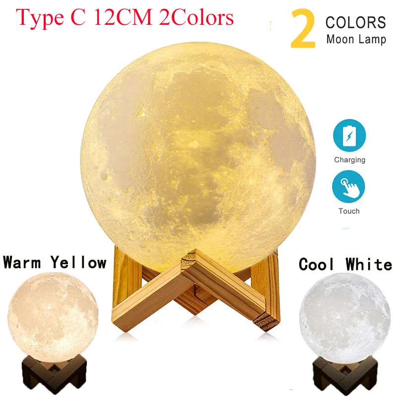 ZK30 Levitating Moon Lamp Night Light Floating 3D Printing LED Moon Lamp with Wo
