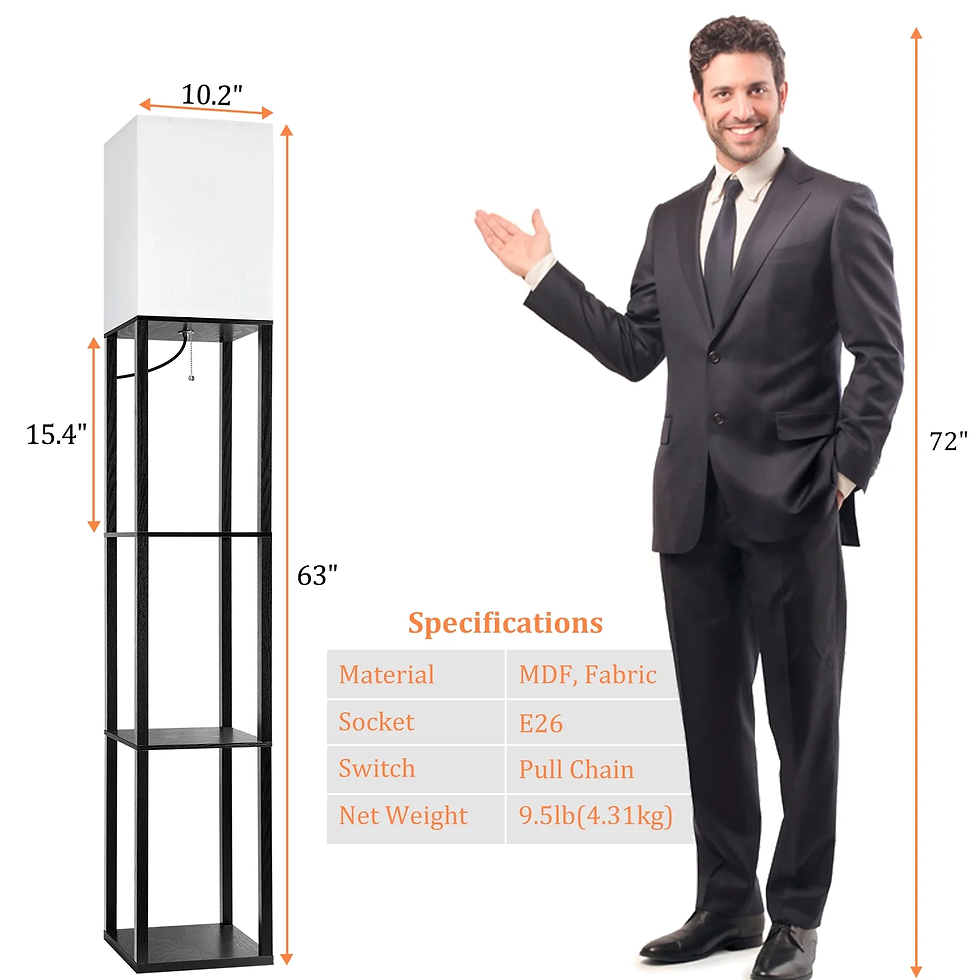 Thumbnail: 63" Shelf Floor Lamps with Shelves for Living Room Bedroom Office  Wood Modern S