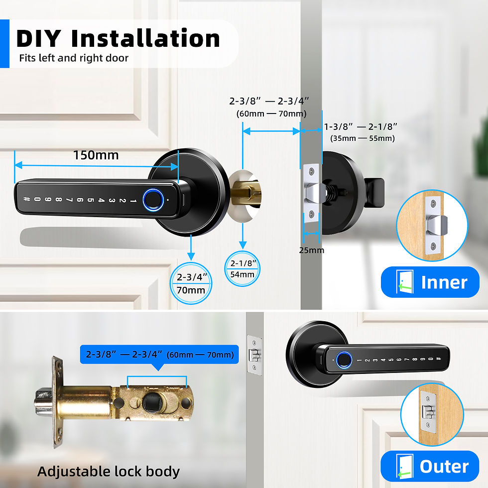 Thumbnail: Fingerprint Door Lock, Smart Lock Keyless Entry Deadbolt with Keypad,4-In-1 Fing
