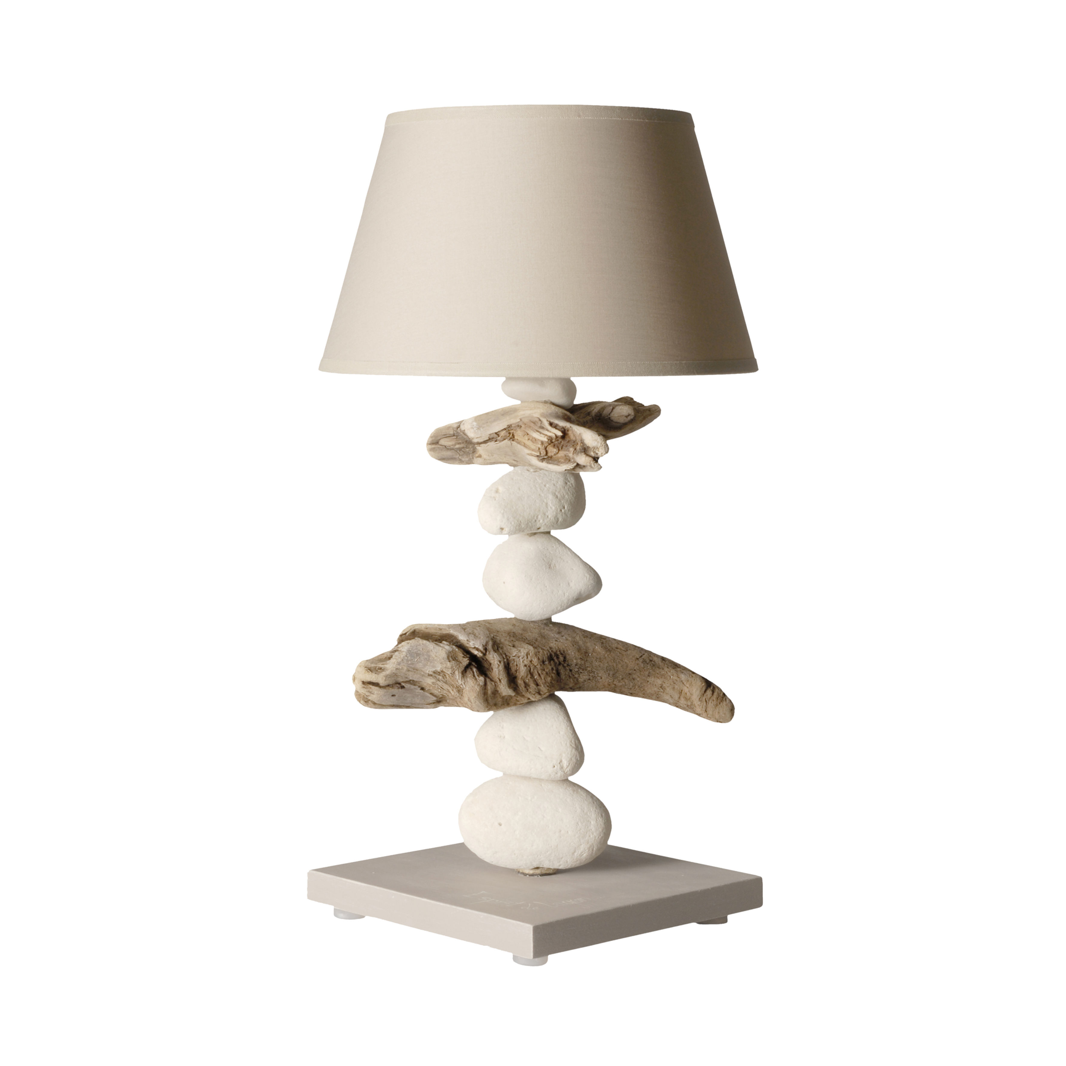 Lampe de chevet bois flotté et galet Esprit de Lagon