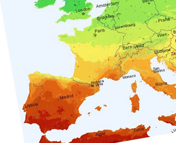 De la même façon un peu contre-intuitive, la Côte Atlantique Française présente un ensoleillement plus important que la côte Cantabrique Espagnole