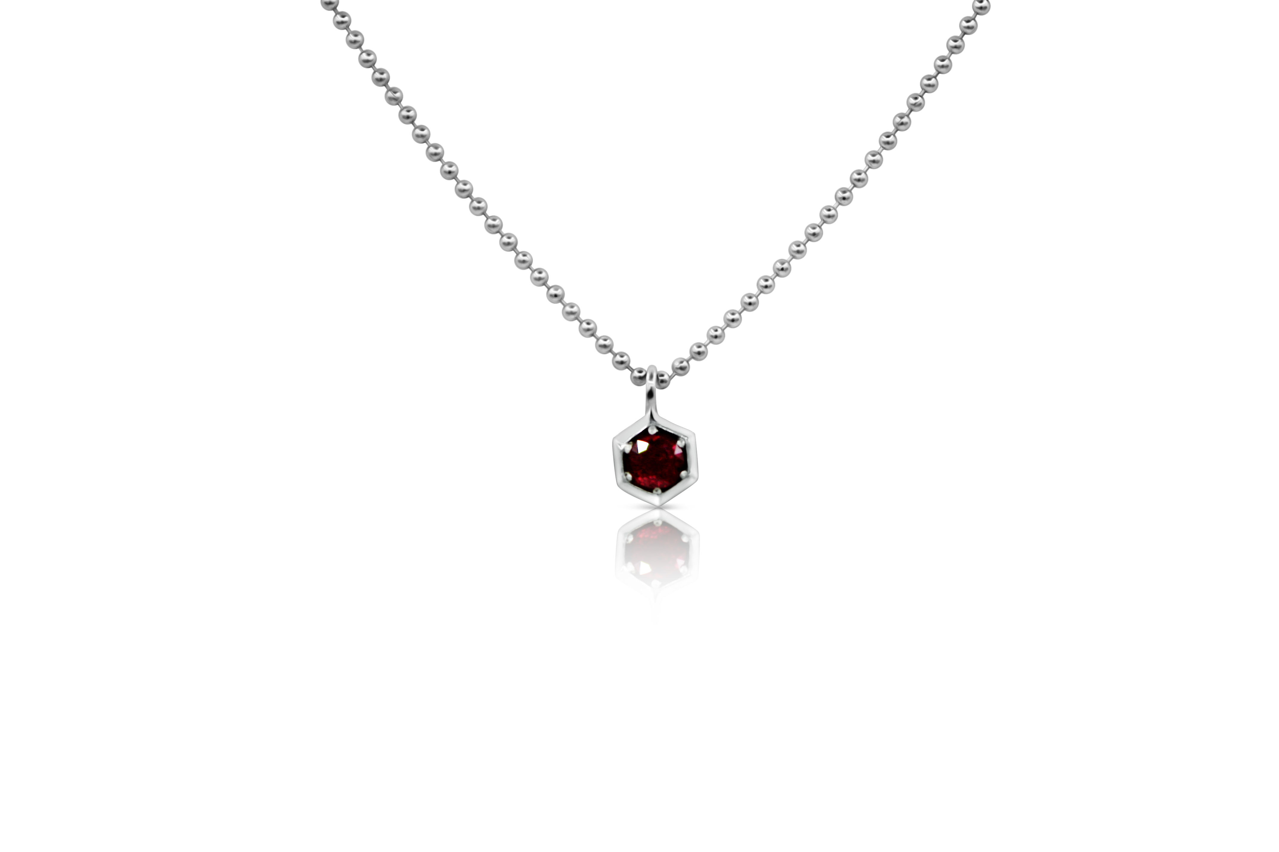Honeycomb Pendant with Rubies in Sterling Silver 062 RU