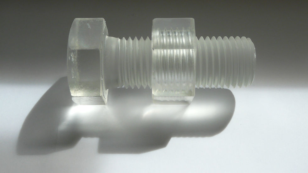 Clear Rigid Polyurethane Casting - Working nut & bolt