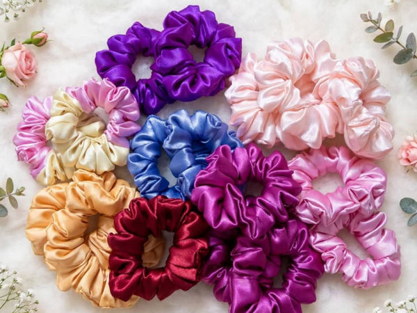 Two-Tone Satin Hair Scrunchies
