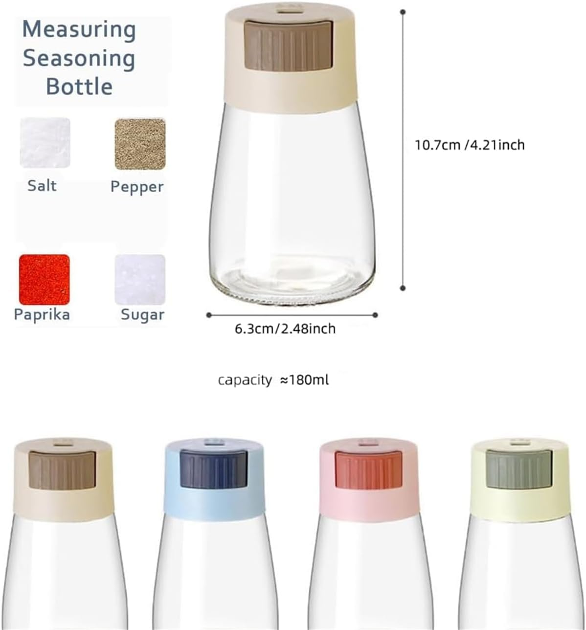 4 PCS Salt and Pepper Shakers Precise Quantitative Push Type, 0.5 Grams Dispense