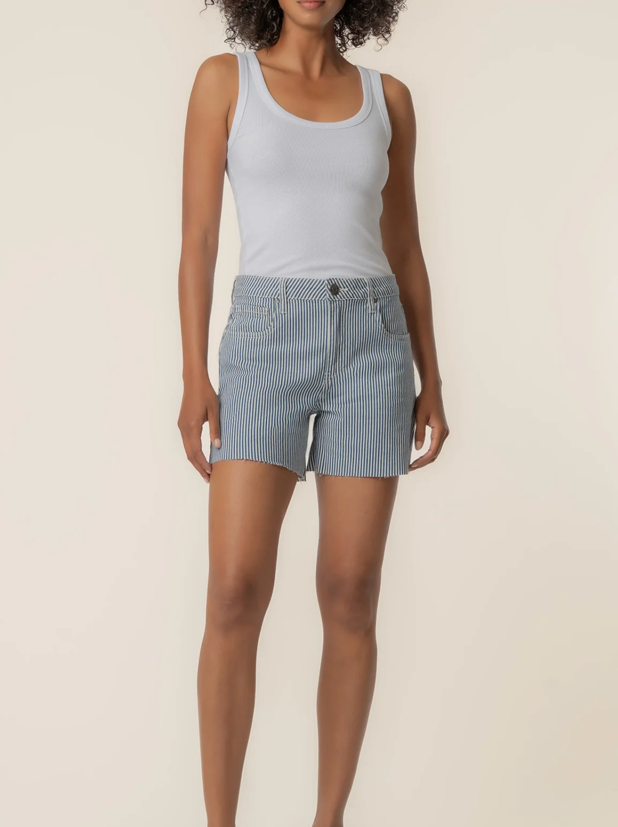 Jane Stripe Twill High Rise in Navy / Ivory | KUT from the Kloth