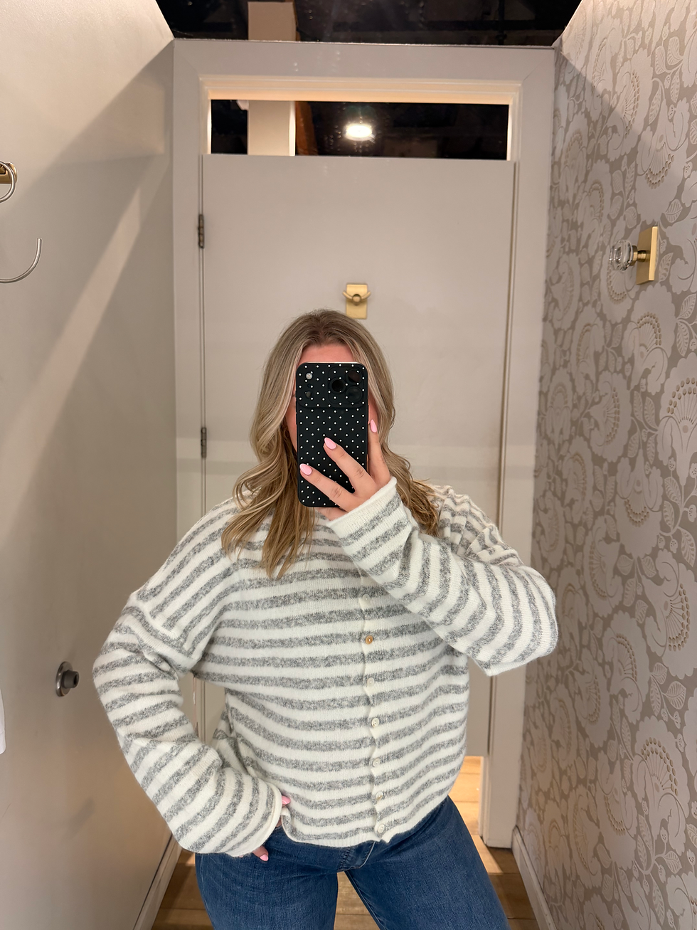 Thumbnail: Piper Stripe Cardigan (Gray/Ivory)
