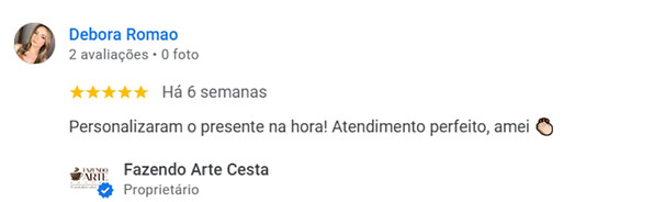 Cliente avaliando positivamente a entrega de cesta de café da manhã personalizada em Natal