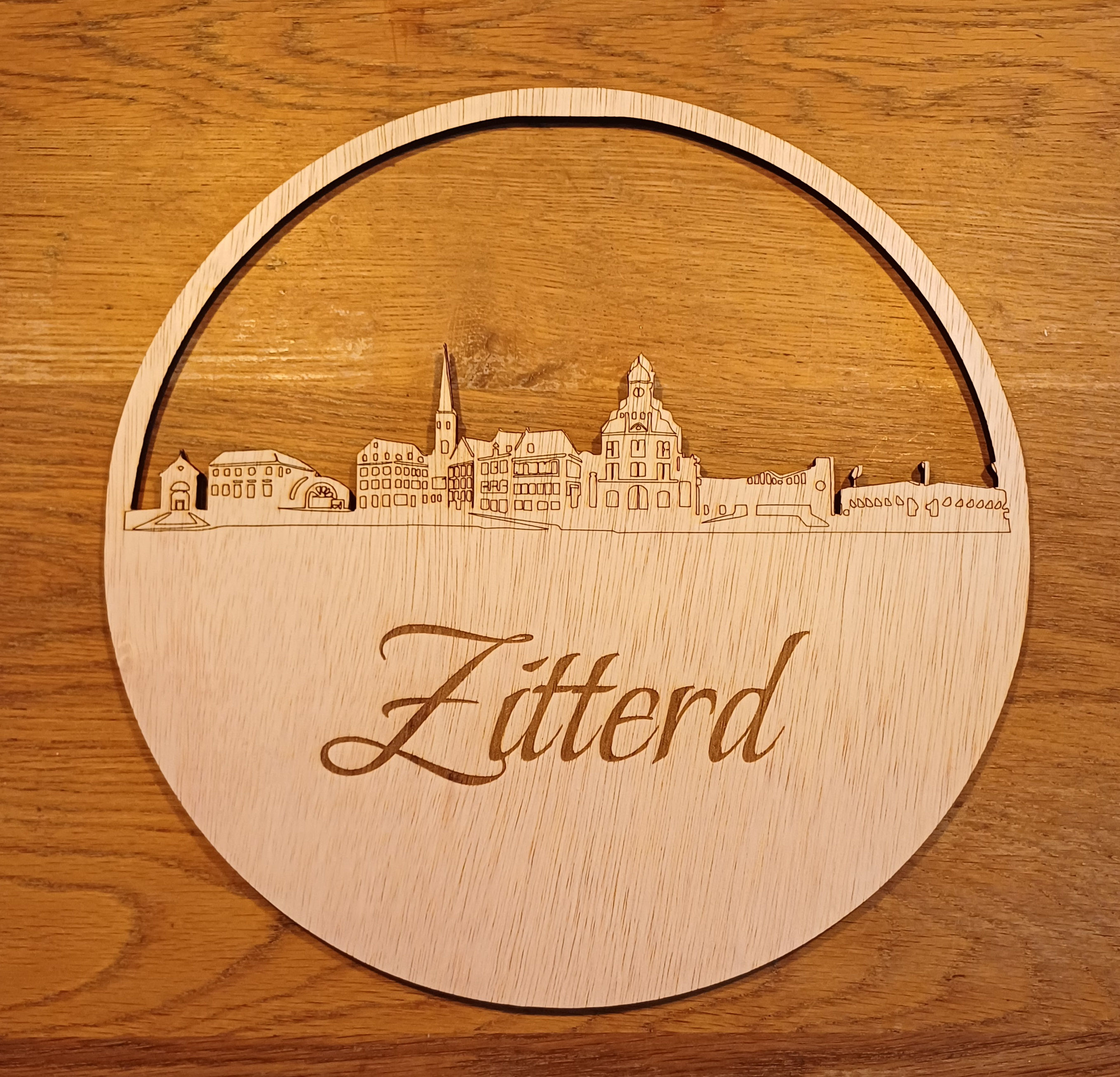 Houten cirkel Skyline Zitterd