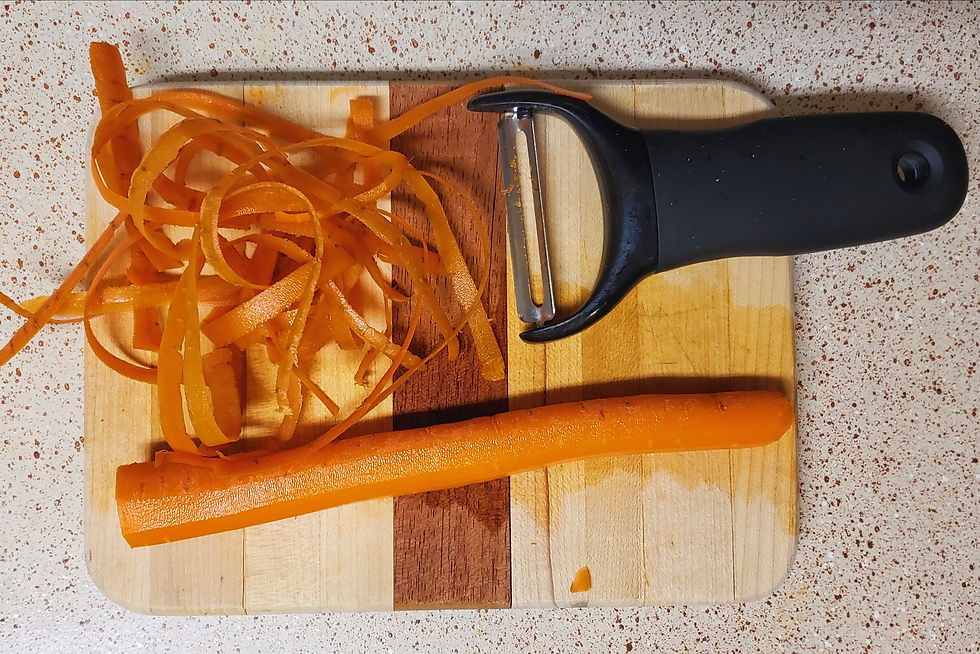 Carrot, peeled vegetable, peeler, veggie scraps
