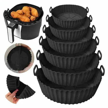 Kit 6 Forma de Silicone para Fritadeira Air Fryer com Alça Antiaderente
