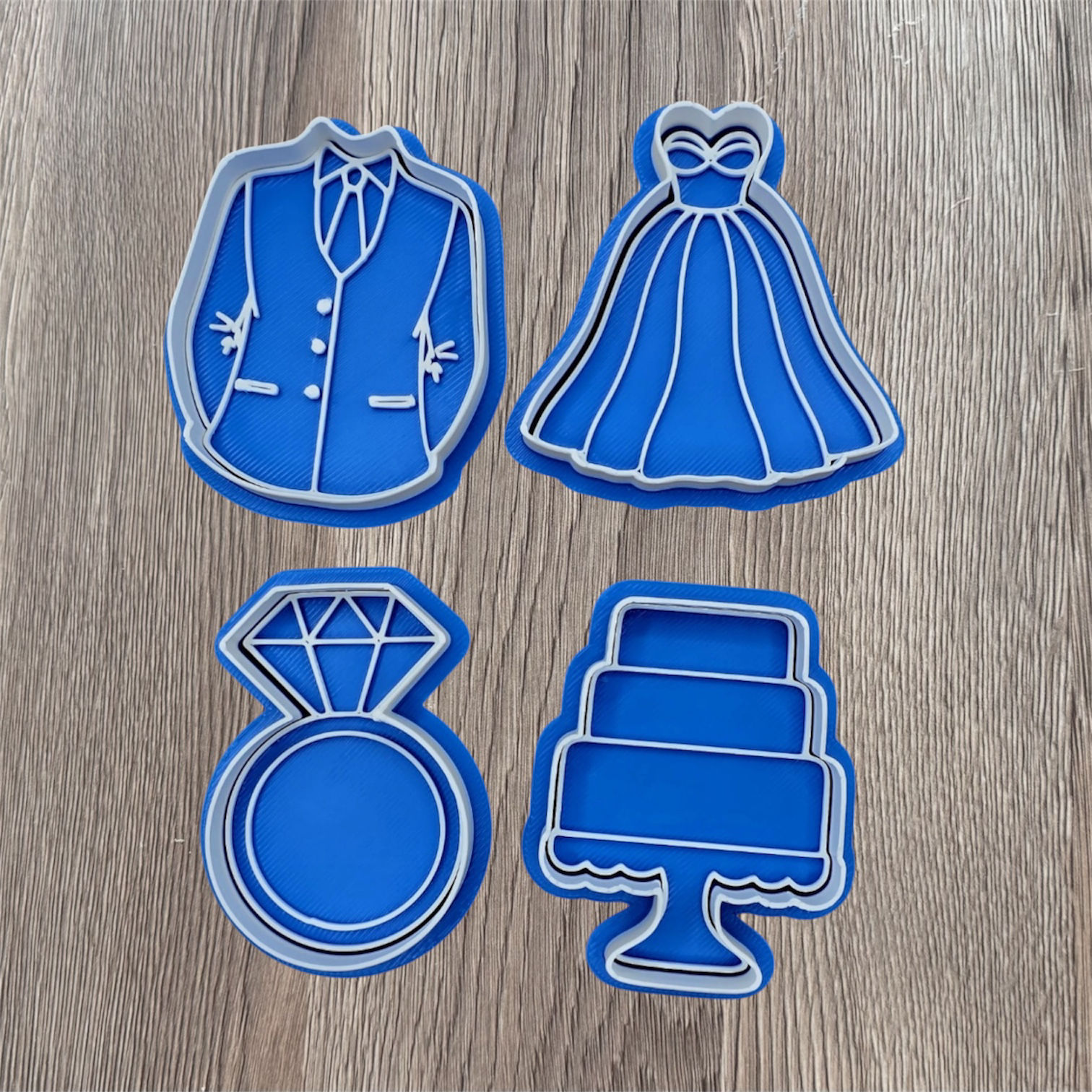 Wedding theme cookie cutters and stamp set