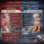 Side-by-side comparison chart of left vs right heart failure showing dyspnea, crackles, pulmonary edema and orthopnea on the left, and peripheral edema, jugular vein distention (JVD), ascites and hepatomegaly on the right — nursing exam guide from Saving Grace Medical Academy.