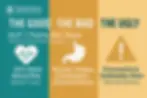 Infographic showing the good, bad, and ugly facts about GLP-1 medications such as Ozempic and Wegovy, including cardiovascular benefits, gastrointestinal side effects, and rare pancreatitis risks.