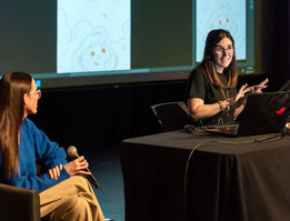 French-Canadian illustrator Fanny Berthiaume doing a live sketching session at the Museum of Civilization.