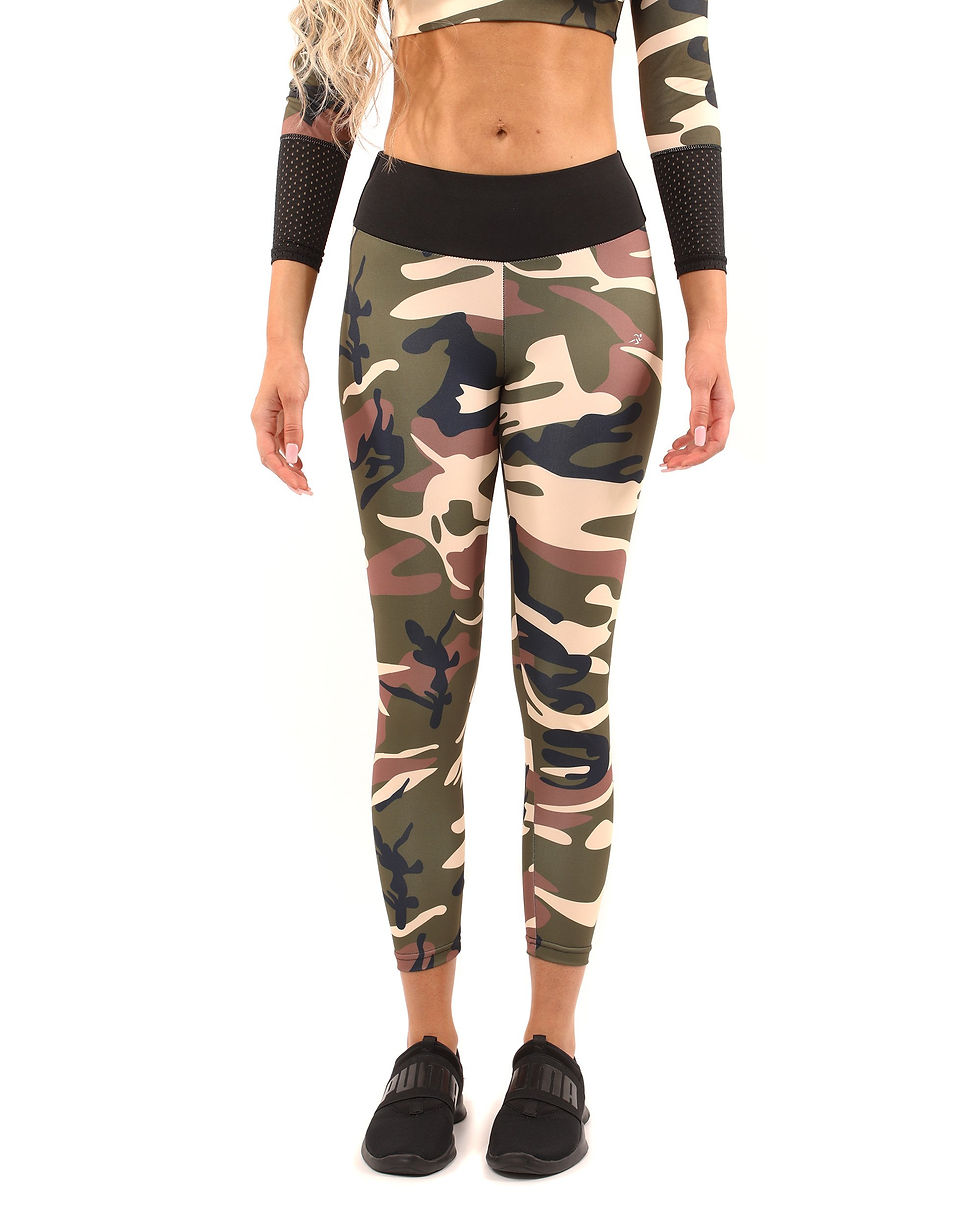 Thumbnail: Virginia Camouflage Set - Leggings & Sports Bra - Brown/Green