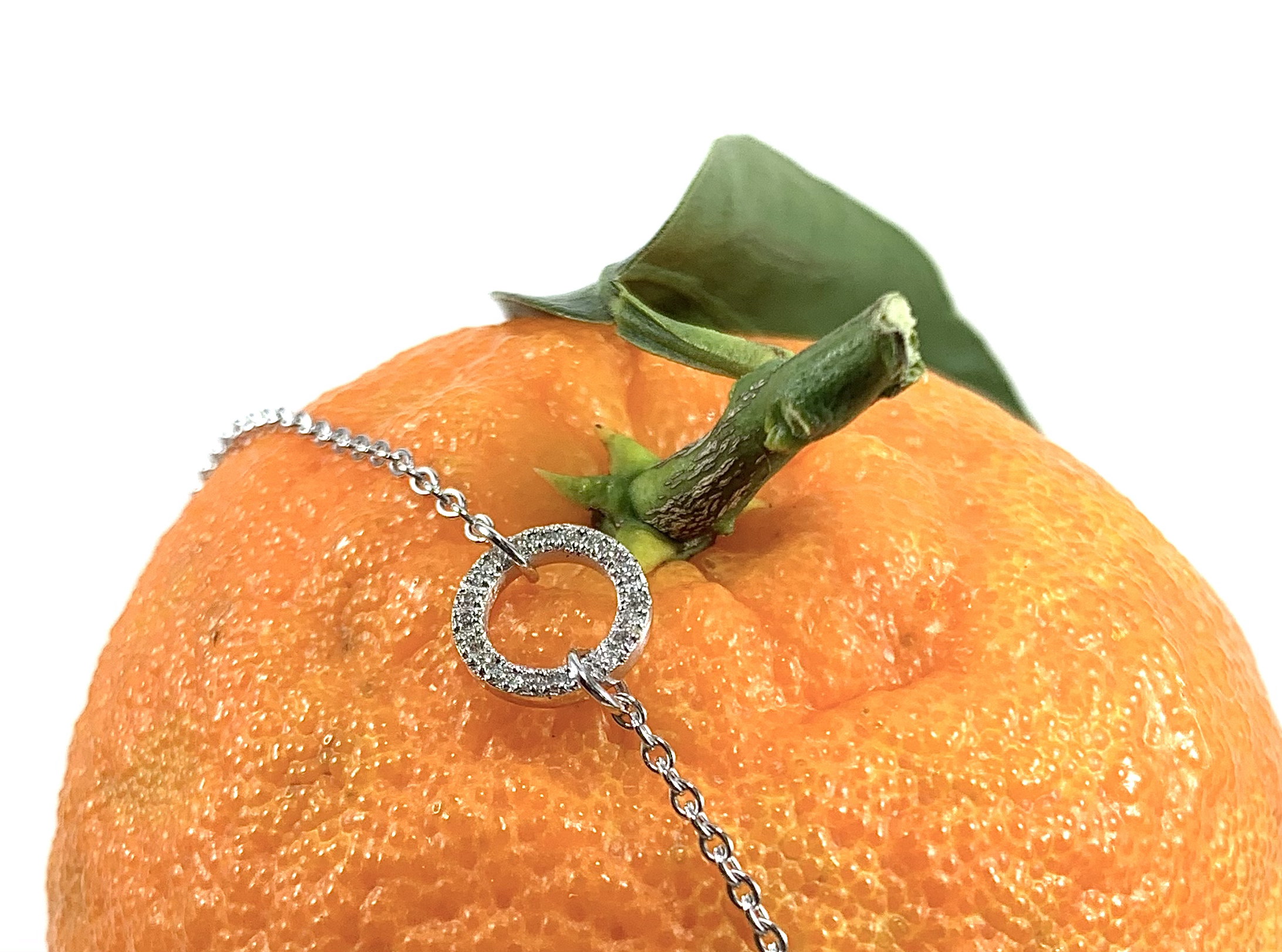 Bracelet sur chaine « Couronne Scintillante » or gris