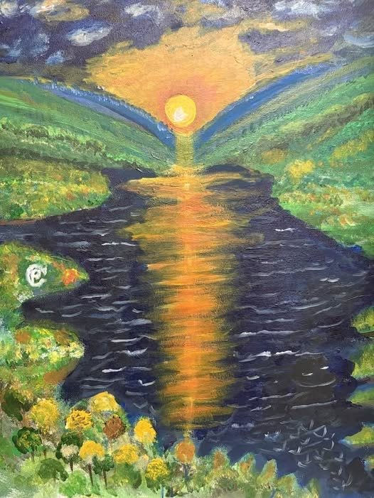 No harm will overtake you, no disaster will come near your tent. Psalm 91:10 Acrylic painting on canvas.