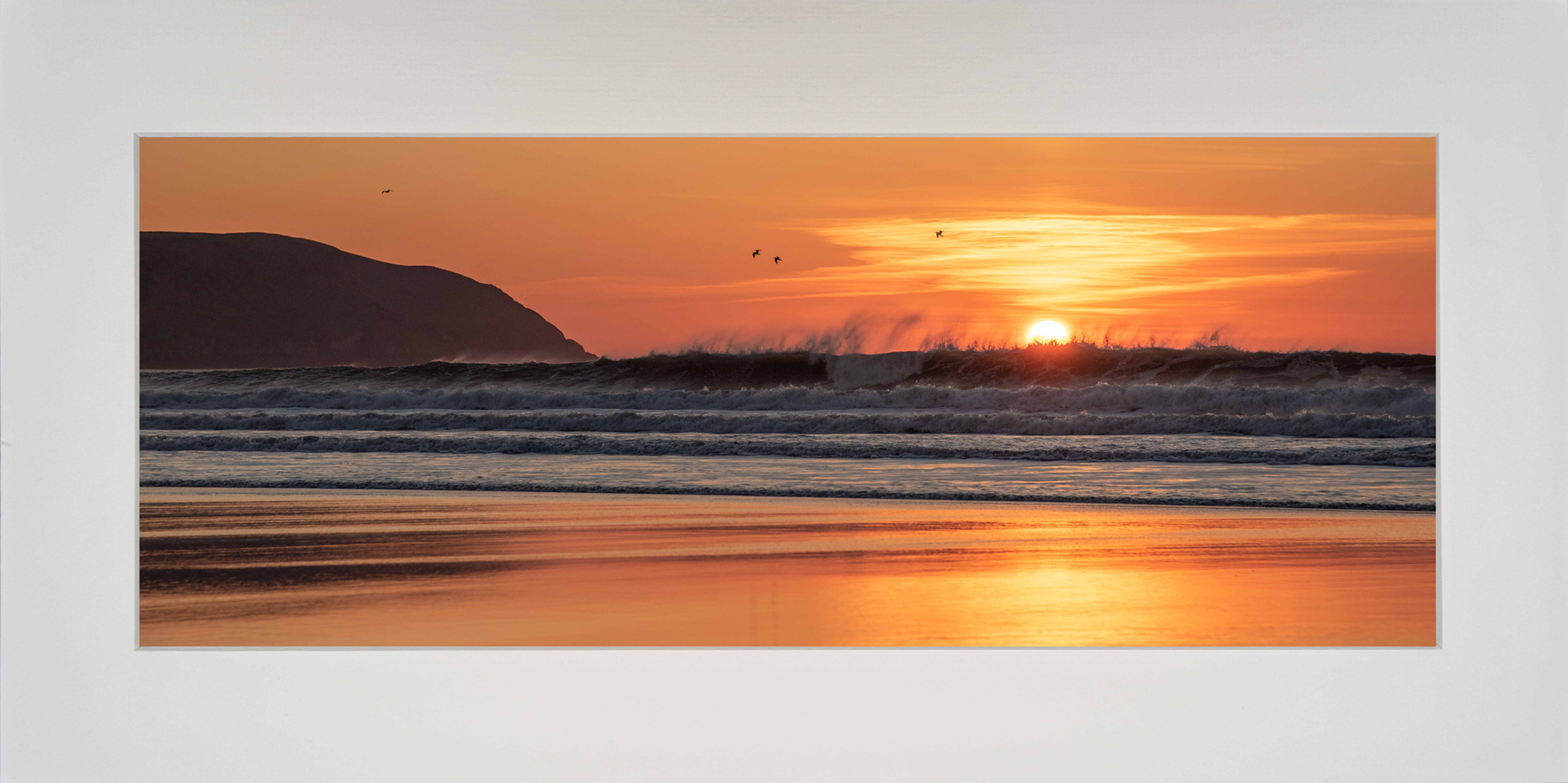 Fire and Water at Baggy Point - 24x12 inch Signed Mounted Photo