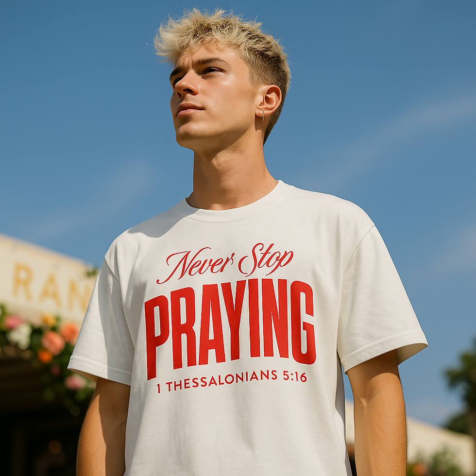 Thumbnail: Never Stop Praying- Front or Back Design Application Tshirt.