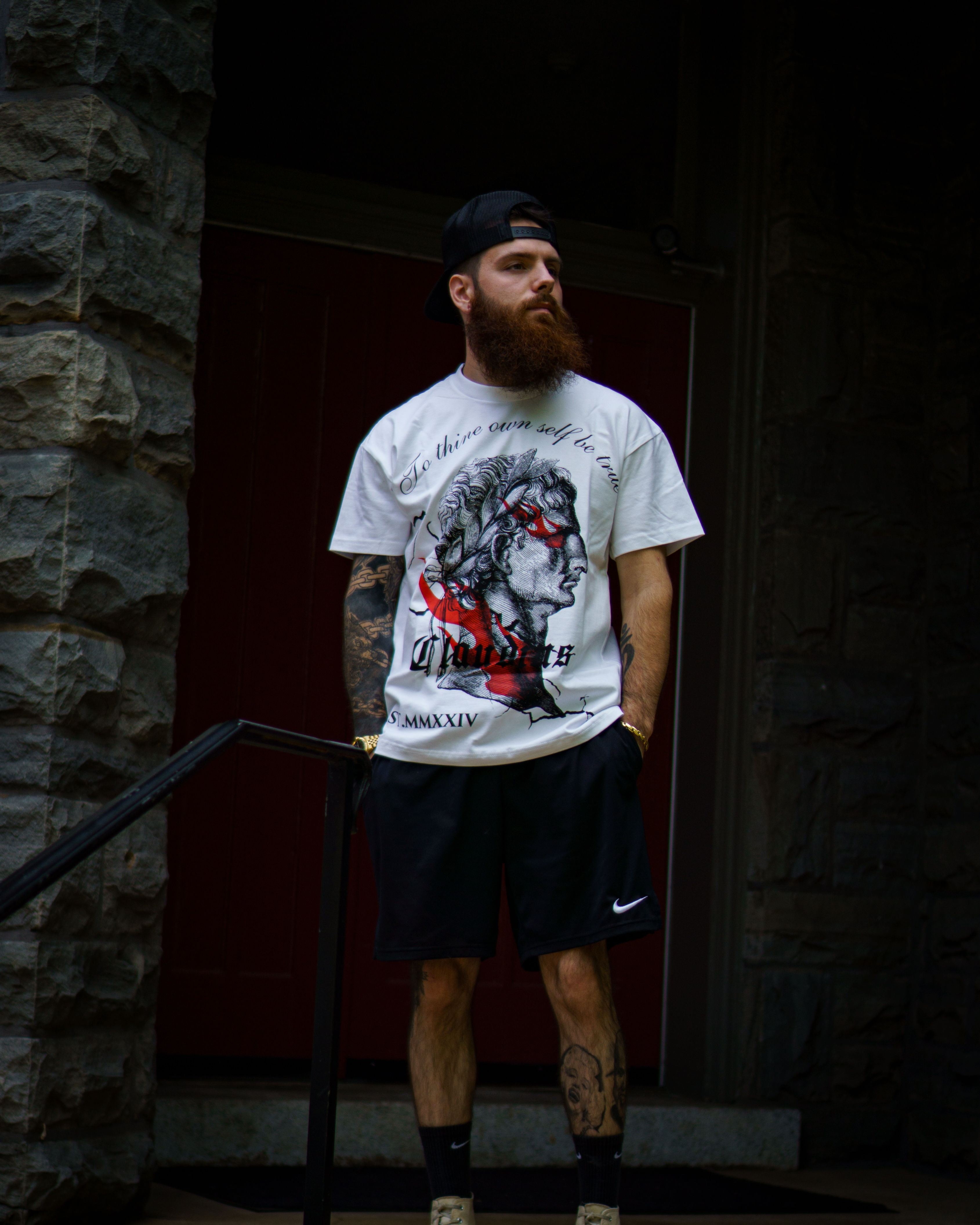 Oversized Claudius Flames White T