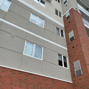 Faux brick finishes that offer real curb appeal on a commercial building.