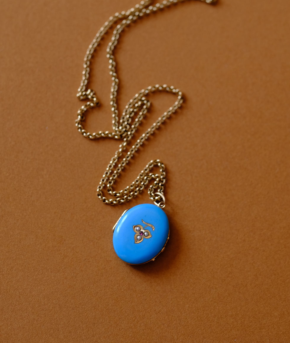 Thumbnail: Antique 14ct Gold & Enamel Locket from the Late Biedermeier Era (1850-1870)