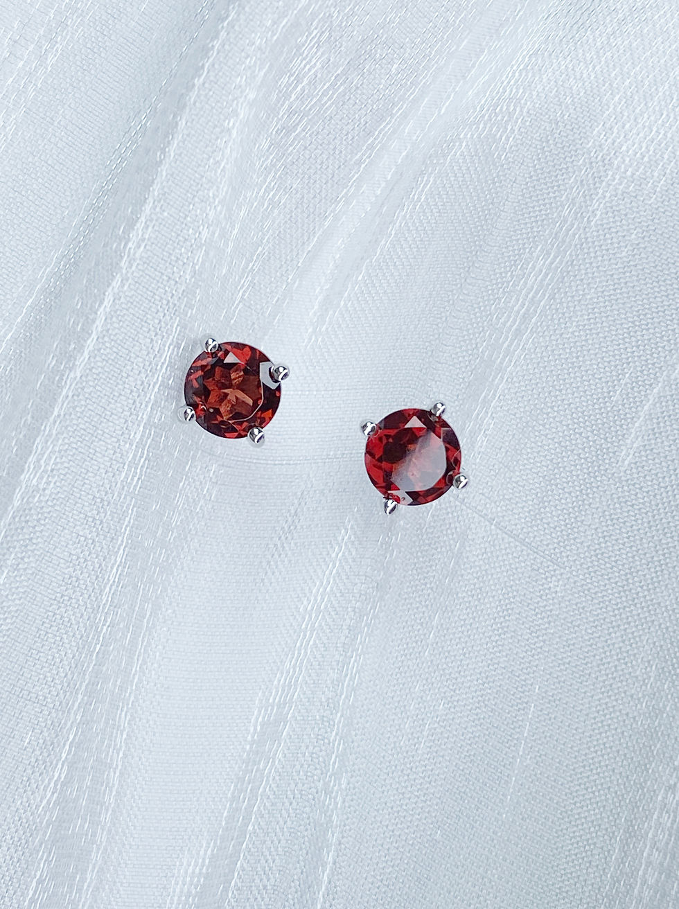Thumbnail: Color gemstone Sterling Silver Earrings天然晶石純銀耳環