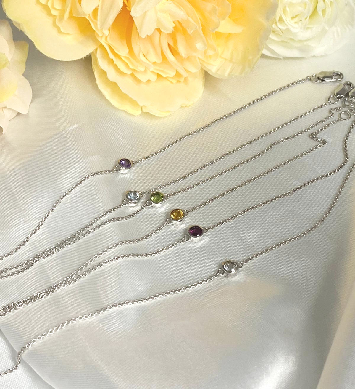 Colored Gemstone Sterling Silver Bracelet 顏色寶石純銀手鍊