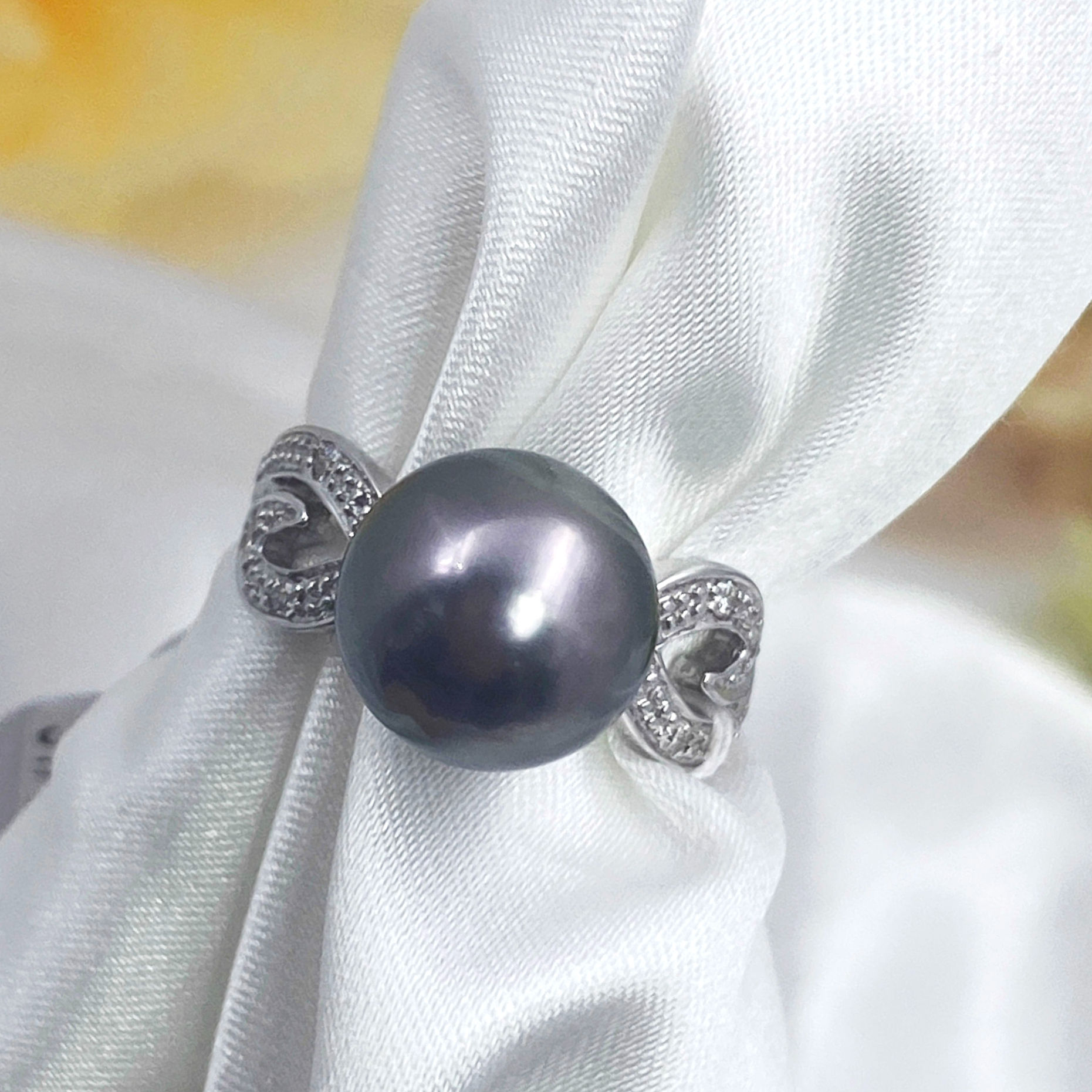 Xiangyun Tahitian Pearl 14K gold Ring 祥雲大溪地黑珍珠14K金戒指