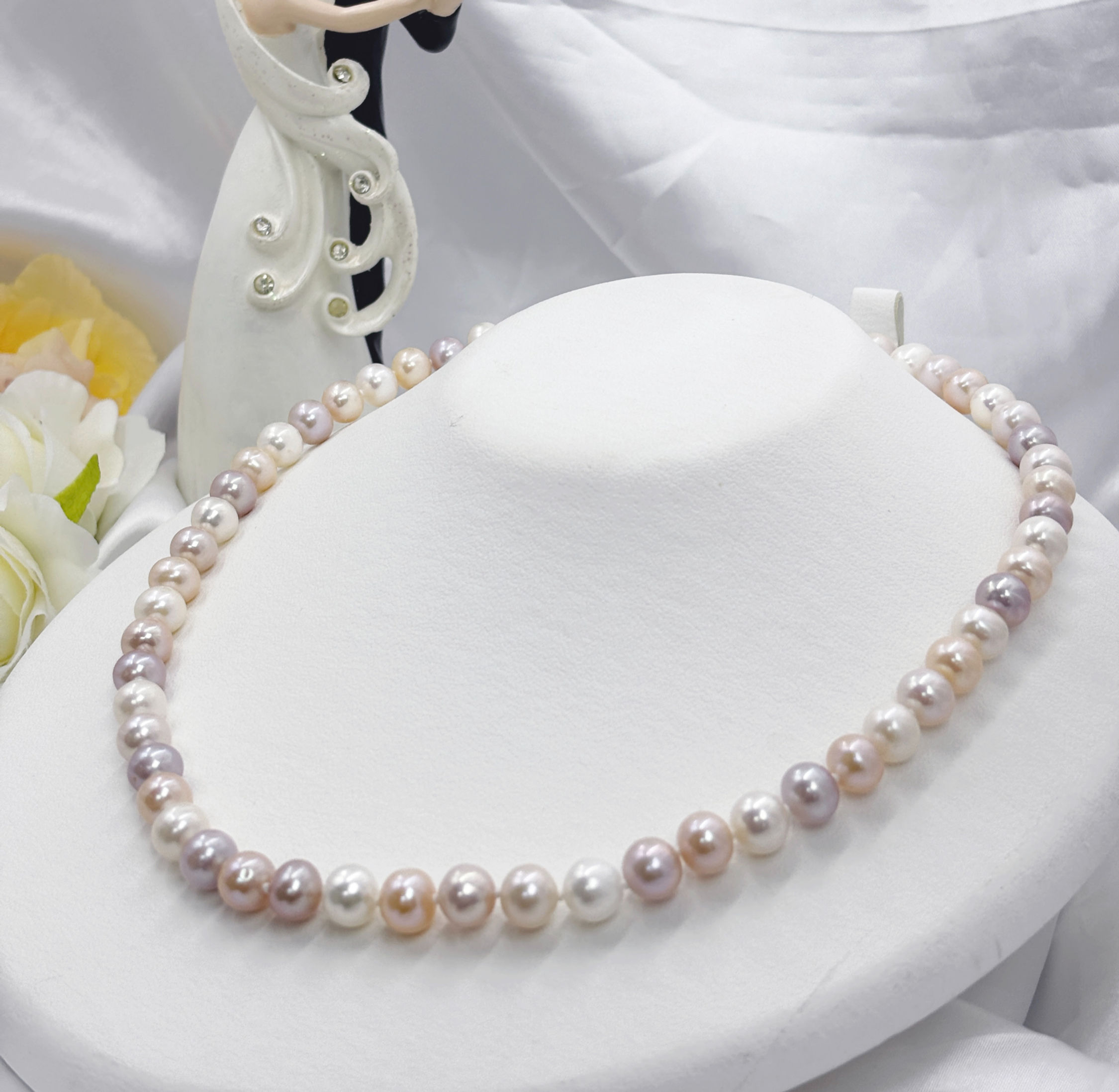 Pastel Pearl Necklace 天然粉紅間色珍珠頸鍊