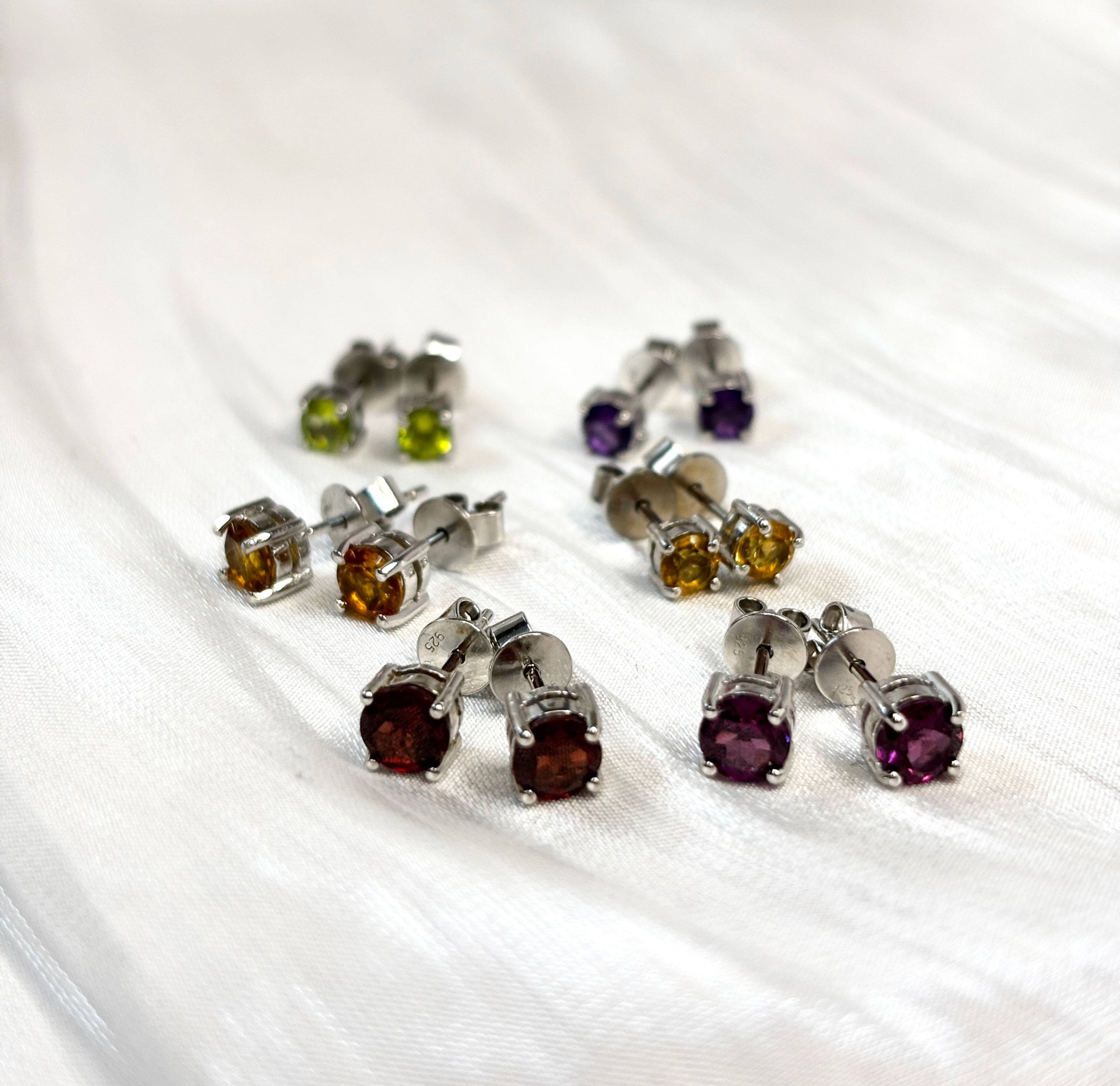 Colored Stone Sterling Silver Earrings色石純銀耳環