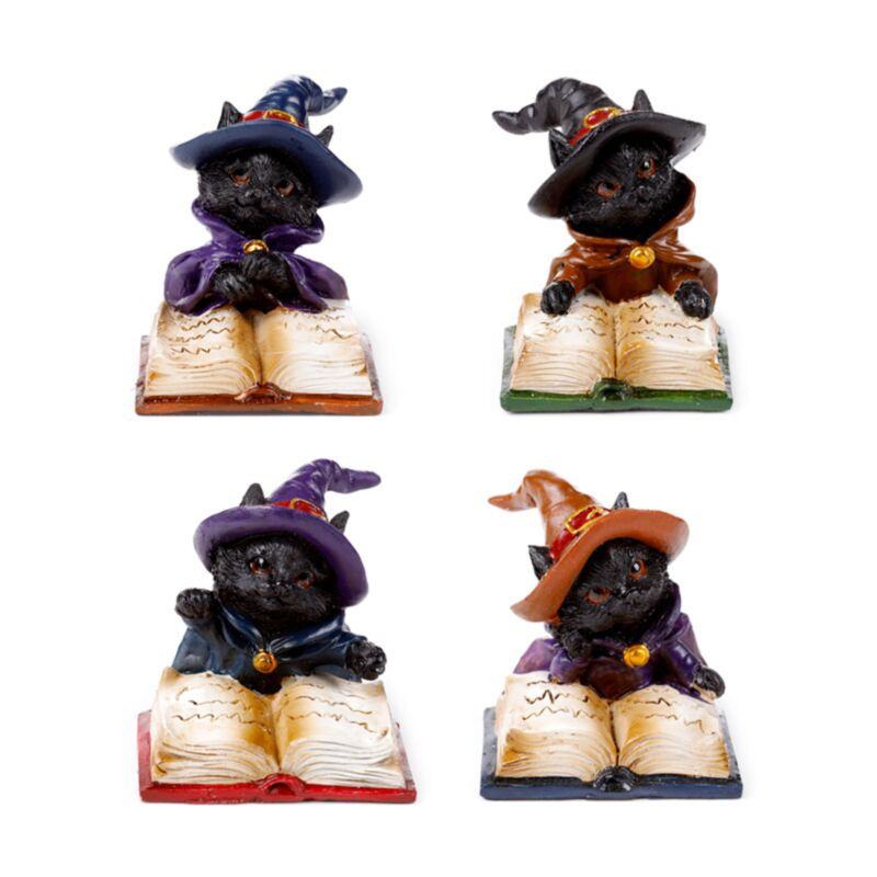 Gattino Stregone con Libro vista gruppo Mini Statuetta in Resina Puckator 6cm