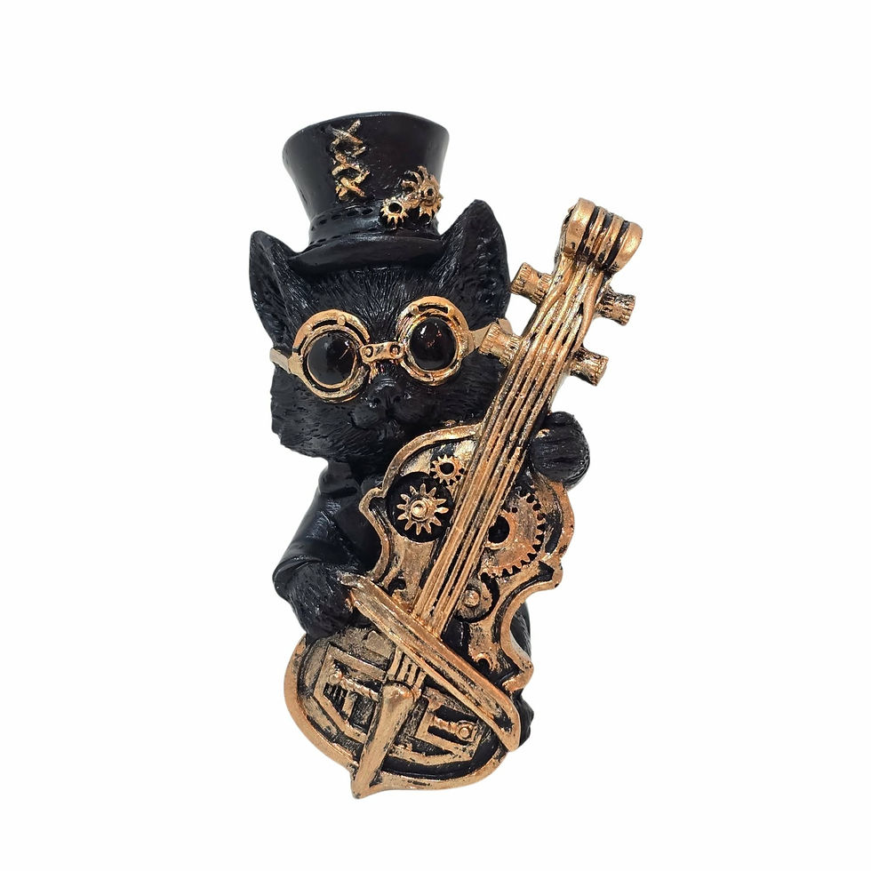 Bass Music Meowstro vista frontale Gattino Steampunk con Basso Nemesis Now 10cm