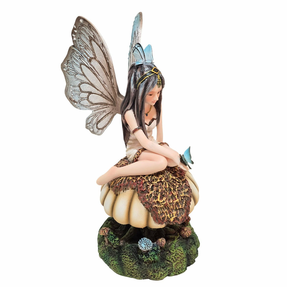 Chrysalis vista laterale Fata da collezione su Fungo Nemesis Now 21cm