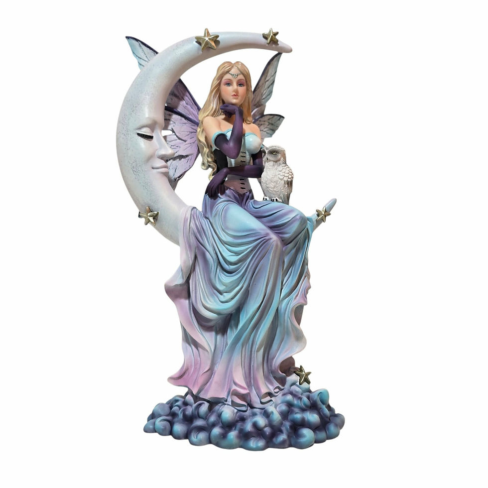 Selene vista frontale Fata sulla Luna con Gufo da Collezione Nemesis Now 34cm
