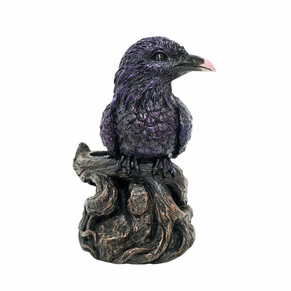Raven Roost vista laterale Brucia Incenso a Cascata con Corvo Nemesis Now 17cm