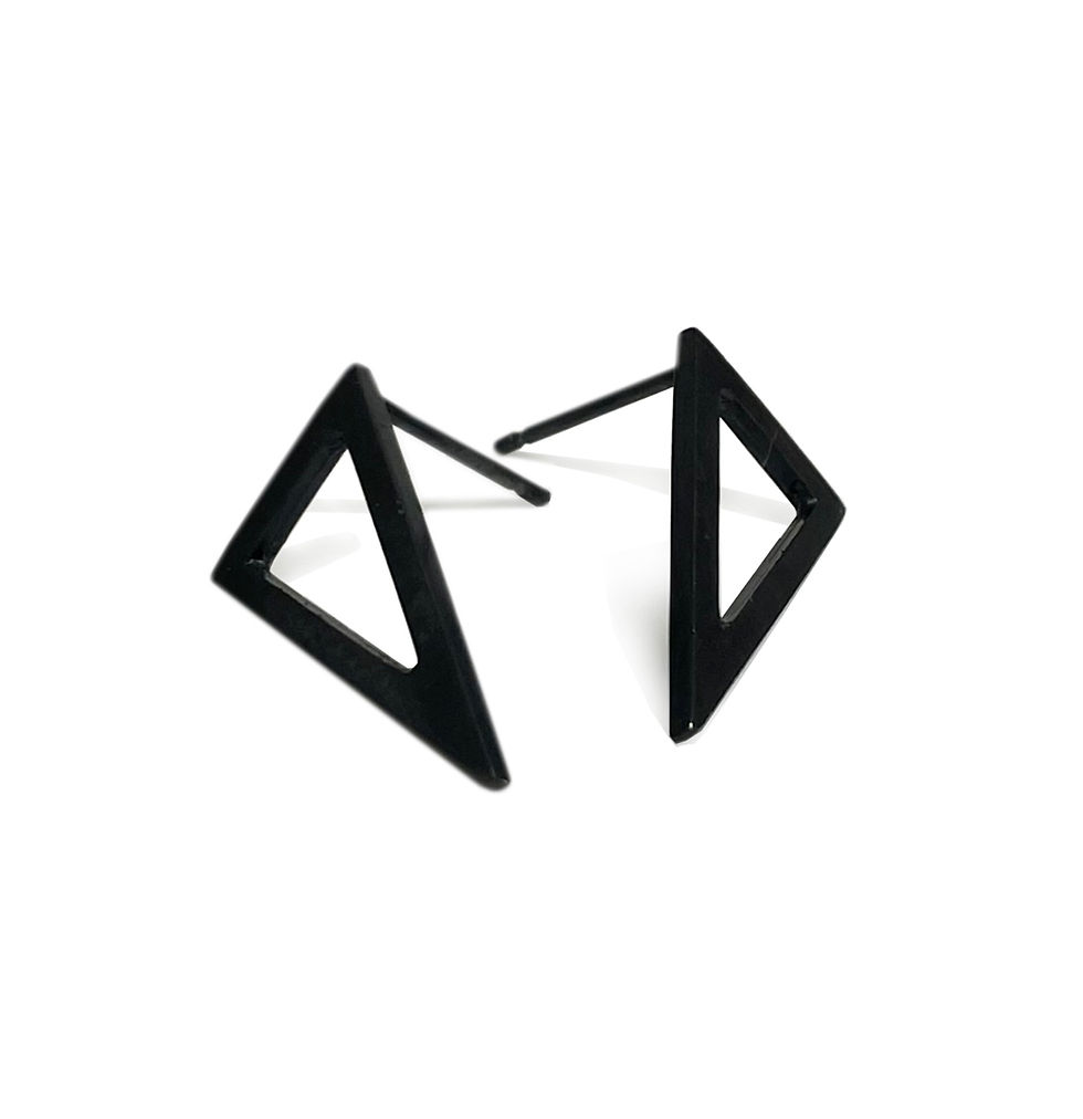 Oxidised Small Triangle Earrings