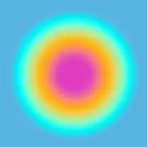 An aura - multiple circular layers of colours on a blue background