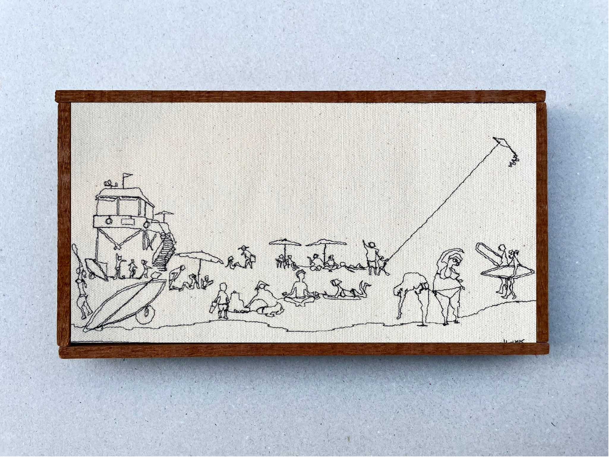  Sewn sketch 25/13cm -  people at the beach