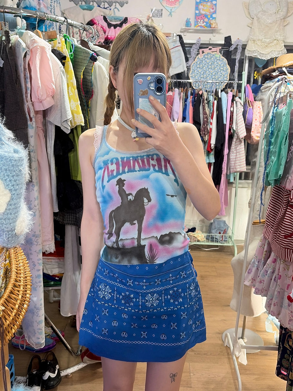 섬네일: 8-90s Westerncore Graphic Ribbed Tank Top