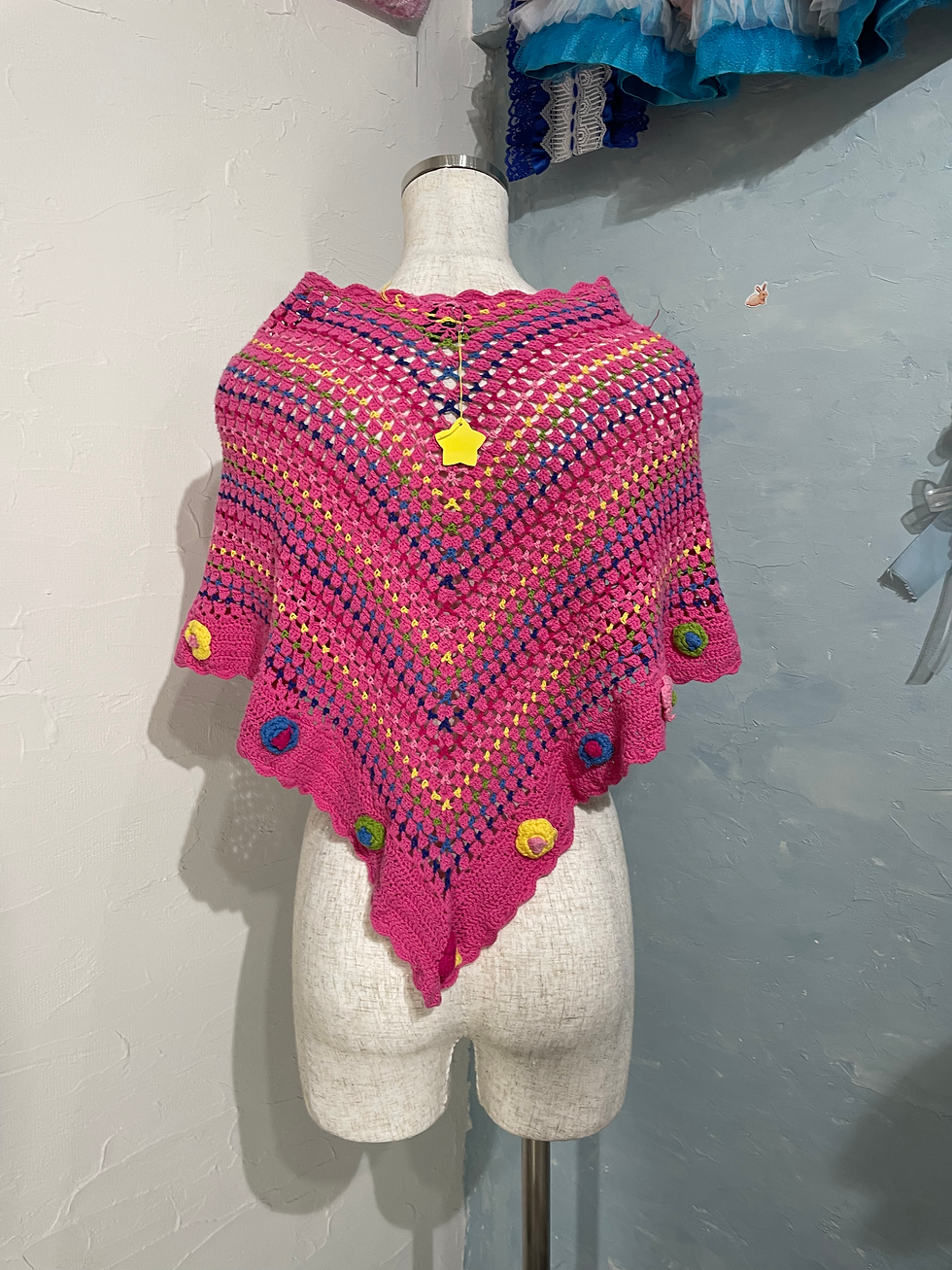 縮圖：cotton knit pink poncho