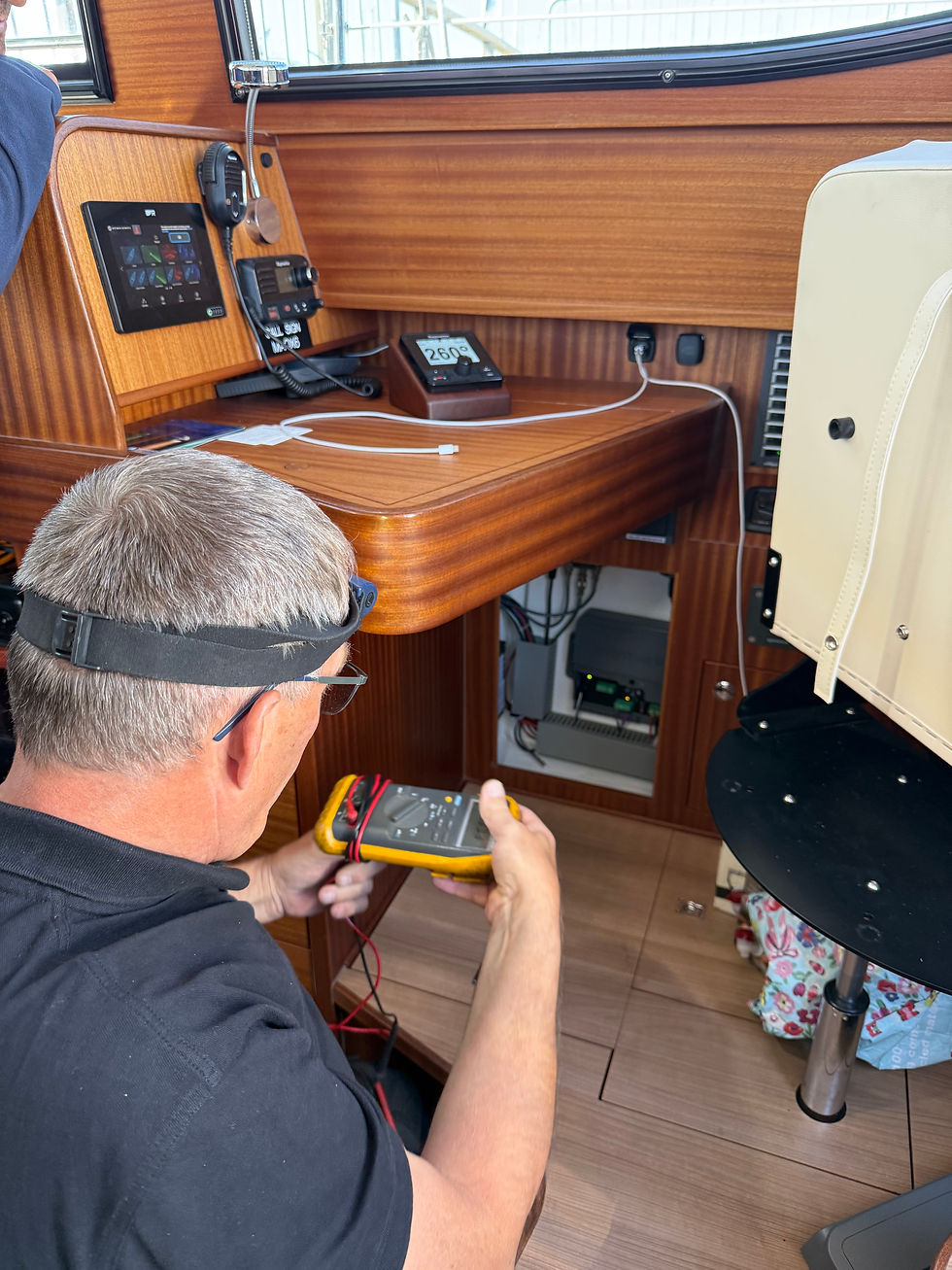 Jens checks the fuses of our Raymarine autopilot.