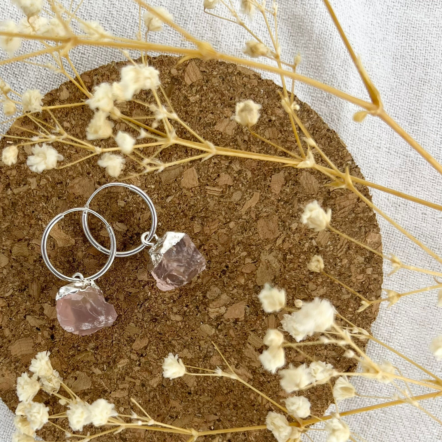 Raw Rose Quartz Earrings